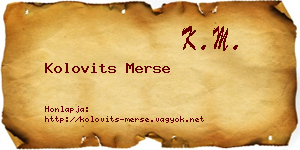 Kolovits Merse névjegykártya
